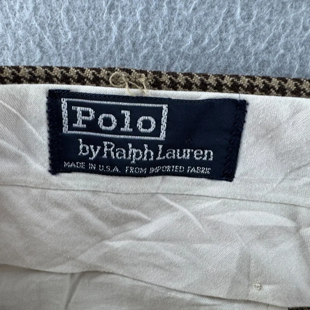 Vintage Polo Ralph Lauren Pants Mens Fits 36x31 Houndstooth Pleated Slacks USA